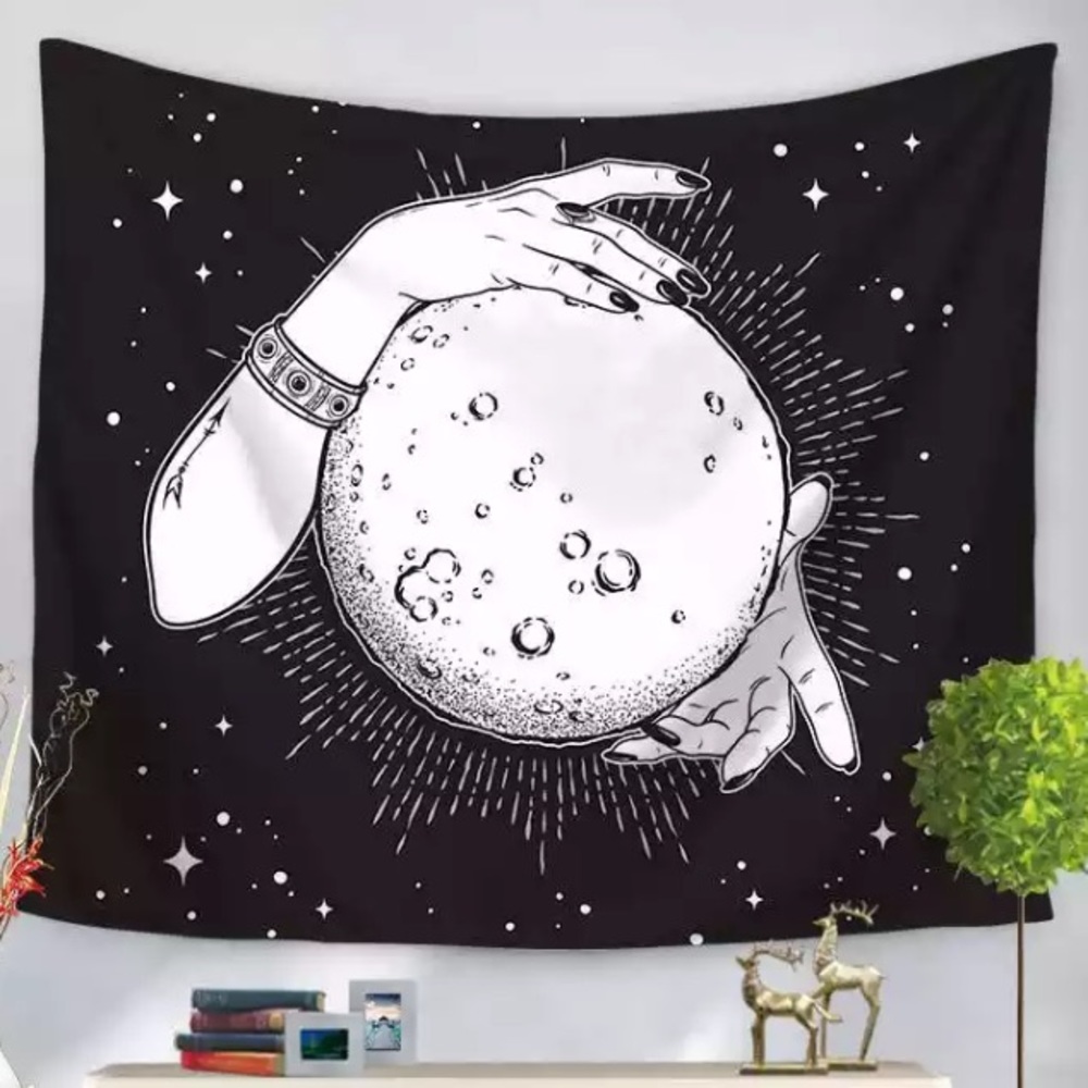 Witch hands crystal ball fortune teller hanging tapestry